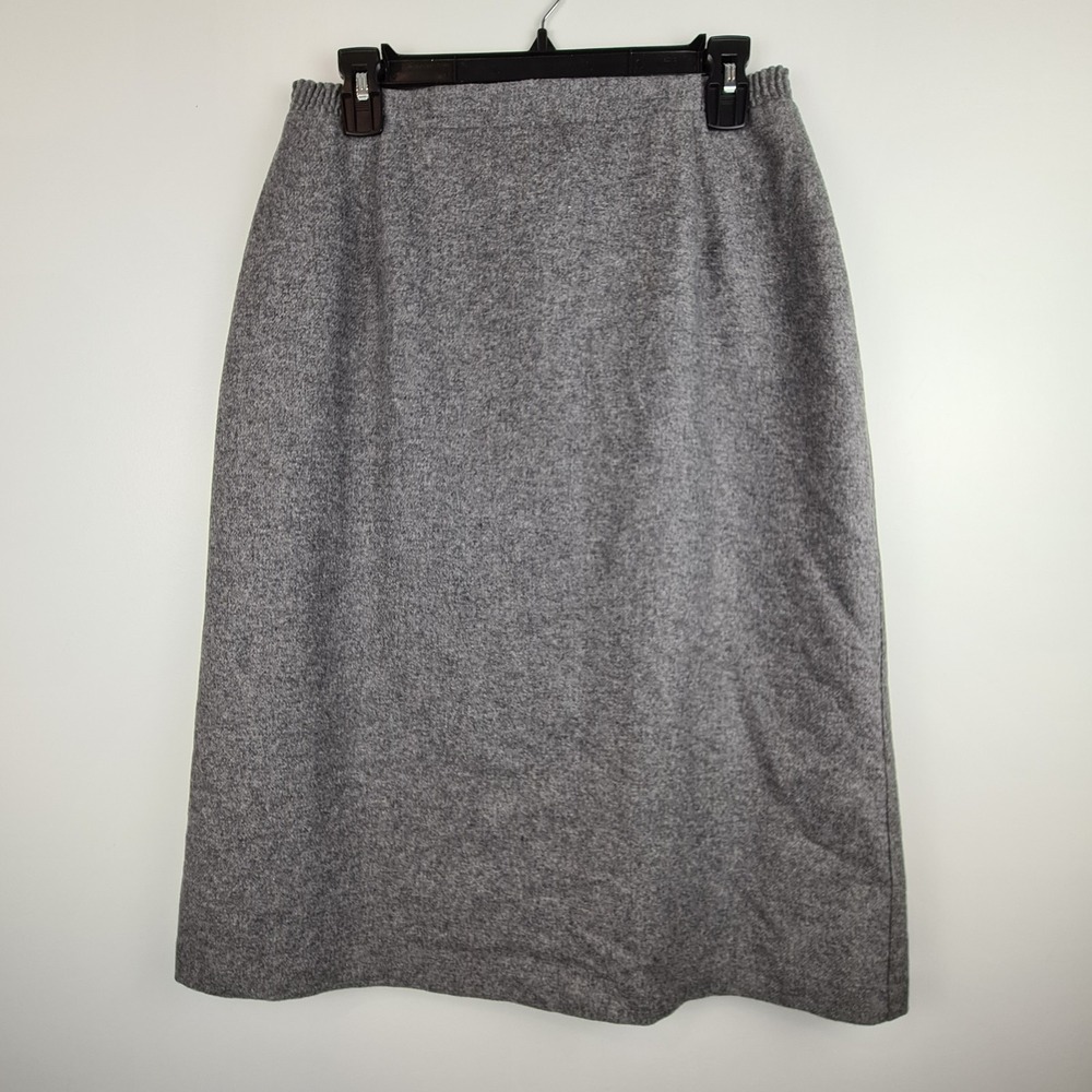 Tan Jay Women's Vintage Gray Wool Blend Midi Pencil Skirt 28" Waist Office Sz 14